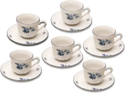 Produktbild von Kaffeetassen, Karlsbader Porzellan, Rose, blaue Rose, 6 Stück