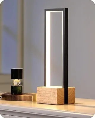 Produktbild von EDISHINE LED -Holztischlampe, Berührungsfunktion und Speicherfunktion, Nachttemperatur 3 Farbtemperaturen, 350 Lumen, integriertes modernes Wohnzimmer