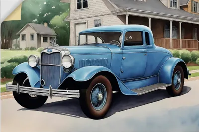 Produktbild von ARTland Wandbild, selbstklebend Blauer Oldtimer der 1930er Jahre Größe: 120x80 cm