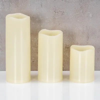 Produktbild von 3er Set Flammenlose LED Kerzen Timer Warmweiß Stumpenkerzen Kerzenlicht Tischdeko