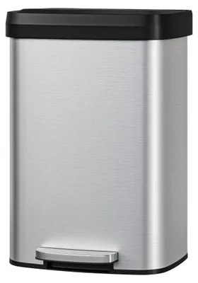 Image de Poubelle de cuisine en acier inoxydable - Pédale 50L - Fermeture en douceur - Contrôle des odeurs - Anti-traces de doigts - Argenté
