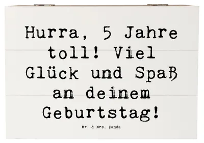Produktbild von Mr. & Mrs. Panda holzschachtel Spruch 5. Geburtstag Jubel 22 x 15 cm - Weiß - Geschenk, fotobox, schatztruhe, Alter, Geburtstagsfreude, Erinnerungskiste, Box, Schatulle