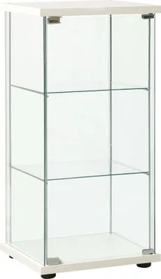 Zdjęcie produktu dla Gablota "Hammerstein" wykonana ze szkła hartowanego, płyty wiórowej w kolorze białym i przezroczystym. Wymiary (dł/szer/wys) 42x36x86 cm