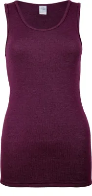 Produktbild von wobera NATUR Damen Hemd ohne Arm oder Tanktop aus 70% Schurwolle KbT und 30% Seide (Gr. L, Farbe: brombeere)
