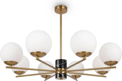 Produktbild von Deckenlampe Glas Metall E27 in Messing Weiß Kugel Schirm Modern Deckenleuchte
