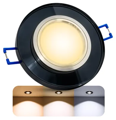 Produktbild von SSC-LUXon ALINA Design LED Einbaulampe dimmbar Glas - LED 6W 3-in-1 Lichtfarbe umschaltbar warm neutral kalt - Einbauspot schwarz rund