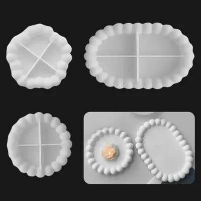 Produktbild von Silikonform Set für Tablett und Untersetzer - 3-teilige Gießform für Epoxidharz und Beton - DIY Bastelprojekte und Heimdekoration