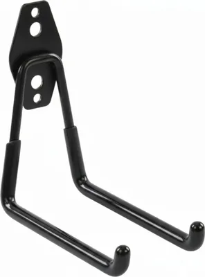 Immagine prodotto di Gancio da parete BOTLE, gancio per utensili, per utensili elettrici, "dritto" 13 cm, stabile con rivestimento in PVC, per garage, officina, capanno, gancio per attrezzi sportivi, gancio doppio, portata fino a 30 kg, nero