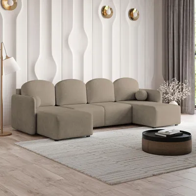 Produktbild von Masseno Ecksofa NUBERO mit Schlaffunktion U-Form, Sofa mit Bettkasten, Wohnzimmersofa, Couch, Soffa, Bettsofa, Couchgarnitur- Braun, NEVE 16