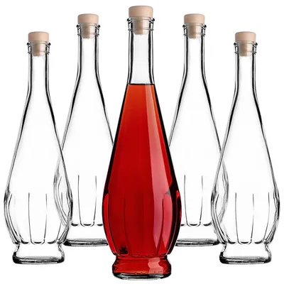 5 Glasflaschen 750 ml mit Korkverschluss, Likörflaschen