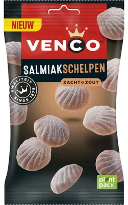 Produktbild von Venco Salmiakschelpen Lakritz 180g – Intensiver Salmiak-Lakritzbonbon Snack