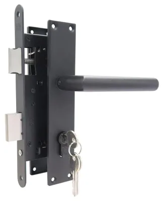 Immagine prodotto di Serratura a incasso per porta da giardino – Include maniglie in acciaio inossidabile