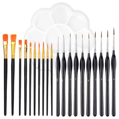 21-teiliges Detailpinselset mit Aquarellpinseln und Palett
