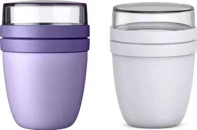 Produktbild von Mepal | Lunchpot Ellipse Mixed | Vivid Lilac + Cool Grey | Müslibecher to go | Unterteilung für Joghurt & Müsli | 500 ml + 200 ml | Geeignet für Gefrierschrank, Mikrowelle & Spülmaschine