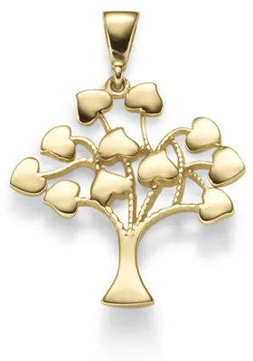 Produktbild von Anhänger Lebensbaum mit Herzen 19x26mm Halsschmuck aus 585 Gold Gelbgold