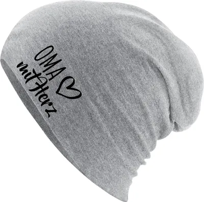 Produktbild von Huuraa Beanie Oma mit Herz Heather Grey One Size Baumwolle und Elasthan Mütze Geschenkidee