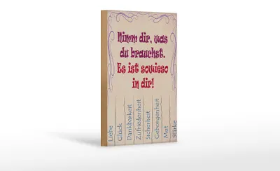 Produktbild von Holzschild Spruch 12x18cm Nimm dir was du brauchst Liebe