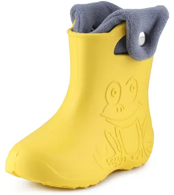 Produktbild von Ladeheid Eva Kinder Jungen Mädchen Gummistiefel Regenschuhe gefüttert LA-CA-04 (Gelb/Grau, 22/23 EU)