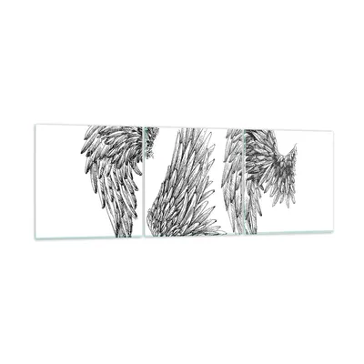 Produktbild von Bilder auf glas - Zeichnung Engel Flügel Federn - 120x40cm - Glasbilder - Wandbilder - Kunstdruck - zum Aufhängen bereit - Wanddekoration aus Glas - Glas Bilder - Wandbild auf Glas - GCA120x40-2950