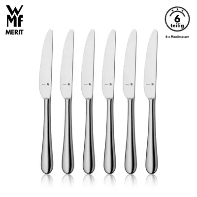 Produktbild von WMF Merit Menümesser 6-teilig, Cromargan protect® Edelstahl, geschmiedete Klinge, spülmaschinenfest,Tafelmesser, Messerset, Messer