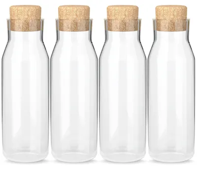 Obrázok produktu pre Sada štyroch sklenených fliaš s korkovými zátkami