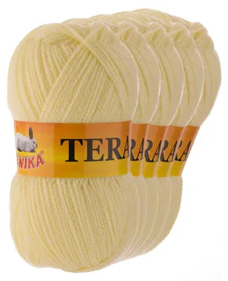 5 x 100g Strickgarn TERA Uni 009 pastellgelb