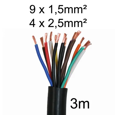 Produktbild von Elektrokabel 3m - 13-adrig - 9 x 1,5mm + 4 x 2,5mm - Schwachstrom Kabel für KFZ