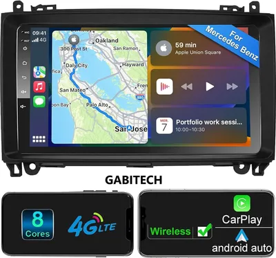 Produktbild von 9 zoll android 13.0  Autoradio GPS Navi Wifi für Mercedes A B Sprinter Vito Viano 4G. 4GB RAM; 64GB ROM Drahtlos Carplay und Android Auto