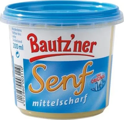 Produktbild von Bautzner Senf mittelscharf der Klassiker im blauen Becher 200ml
