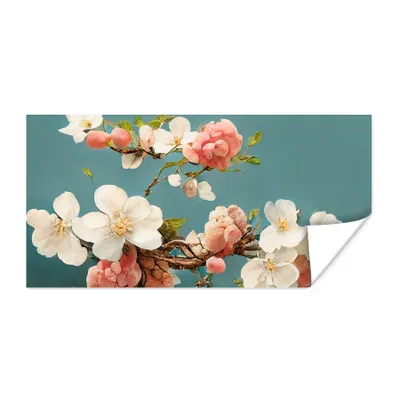 Produktbild von MuchoWow® Poster – Blumen – Blume – Kirschblüte – Zweig – Weiß – 40x20