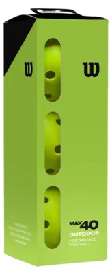 Imagen del producto de Pelotas de pickleball para exteriores Wilson Max 40, color verde. Paquete de 3 unidades