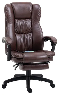 Productafbeelding van Verstelbare draaistoel met voetensteun, hoofdsteun en massagefunctie, kunstleer, 68,5 x 68,5 x 113-121 cm, bruin