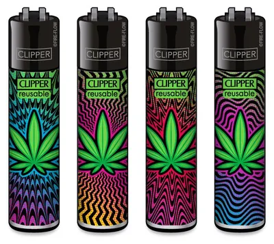 Produktbild von Clipper® Feuerzeuge 4er Set: Trippy Leaves