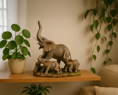Produktbild von Kremers Schatzkiste Elefantenmama mit Jungem - Deko Figur Skulptur Afrika 25 cm