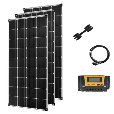 Obrázek produktu pro Sada monokrystalických solárních panelů, 150W panely, 12V/24V regulátor, 450w sada