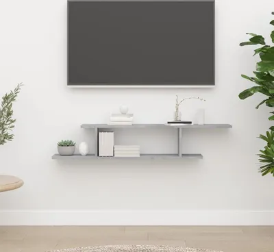 Productafbeelding van Living Store TV-wandplank, betonkleur, 125x18x23 cm, houtvezelplaat