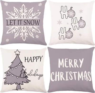 Produktbild von Weihnachtliche Kissenbezüge Set 4-teilig Weiß-Grau 45x45 cm