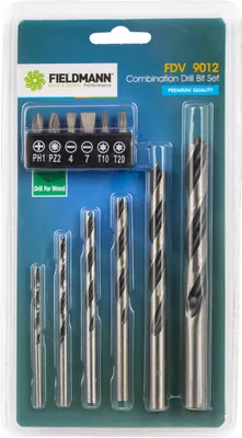 Obrázok produktu pre FIELDMANN FDV 9012 Sada 6 ks vrtákov do dreva: 3; 4; 5; 6; 8; 10 mm a 6 ks skrutkovacích nástrčných bitov