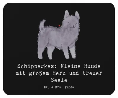 Produktbild von Mr. & Mrs. Panda Mauspad Schipperkes Herz - Schwarz - Geschenk, Hunderasse, lebhafter Hund, Mouse Pad, Hunderassen Beschreibung, laptop, pc, mousematte, verspielter
