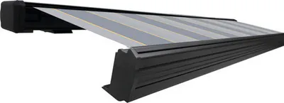 Produktbild von SOLUNA Kassettenmarkise Exquisit 6x3,5 Stoff Dessin 7109 Gestell DB703 dunkelgrau Antrieb links inkl. Motor und Wandscha