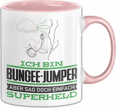 Produktbild von Bungee-Jumper Geschenk Tasse Ich Bin Bungee-Jumper Aber Sag Doch Einfach Superheld Lustige Geschenkdiee für Bungee-Jumper Kaffee-Becher (Rosa)