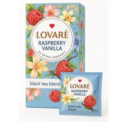 Produktbild von Lovaré Himbeer-Vanille 48 g (24 Beutel, schwarzer Tee)