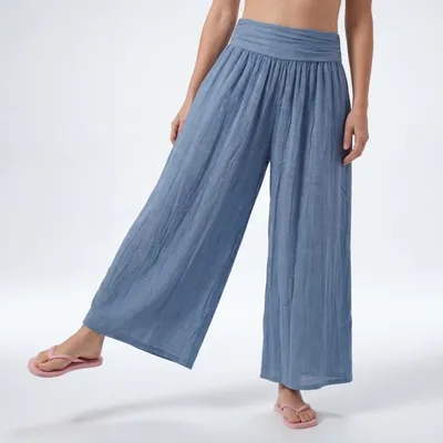 Produktbild von Culotte aus Baumwolle luftige Sommerhose Leinen Optik 38-44 für Damen