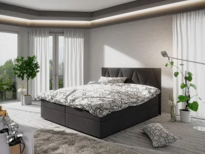 Produktbild von Boxspringbett Schlafzimmerbett GALA 180x200cm Schwarz inkl.Bettkasten