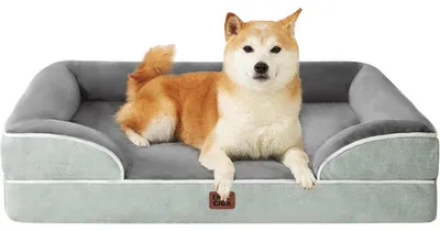 Immagine prodotto di Cuccia ortopedica per cani, con memory foam, dimensioni 89x56 cm, lavabile, impermeabile, antiscivolo, colore verde grigio