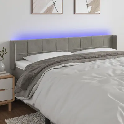 Produktbild von The Living Store LED Kopfteil Hellgrau 183x16x78/88 cm Samt