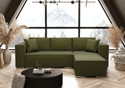 Produktbild von AX LIVING Grün Ecksofa mit Schlaffunktion Vinoria L-Form 255 cm Rechts