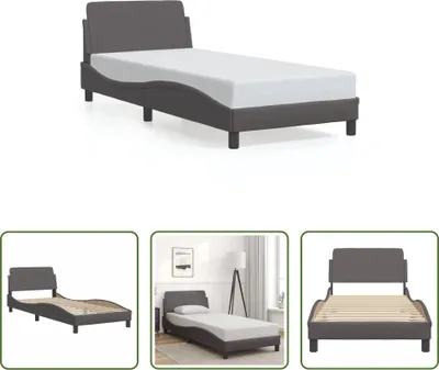 Produktbild von The Living Store Bettgestell mit Kopfteil Grau 80x200 cm Kunstleder
