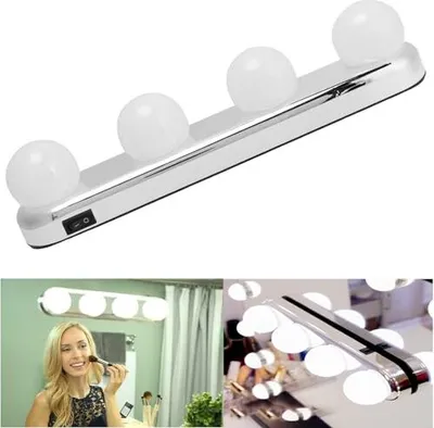 Produktbild von Tragbare 4 LED -Make -up -Leuchten, kabelloses wiederaufladbare kosmetische Spiegellicht, Schminktischlampe, Badezimmer des Wandleuchtens, Make -up