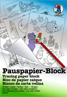 Produktbild von URSUS Pauspapierblock 5 Vorlagen DIN A4 50 Blatt